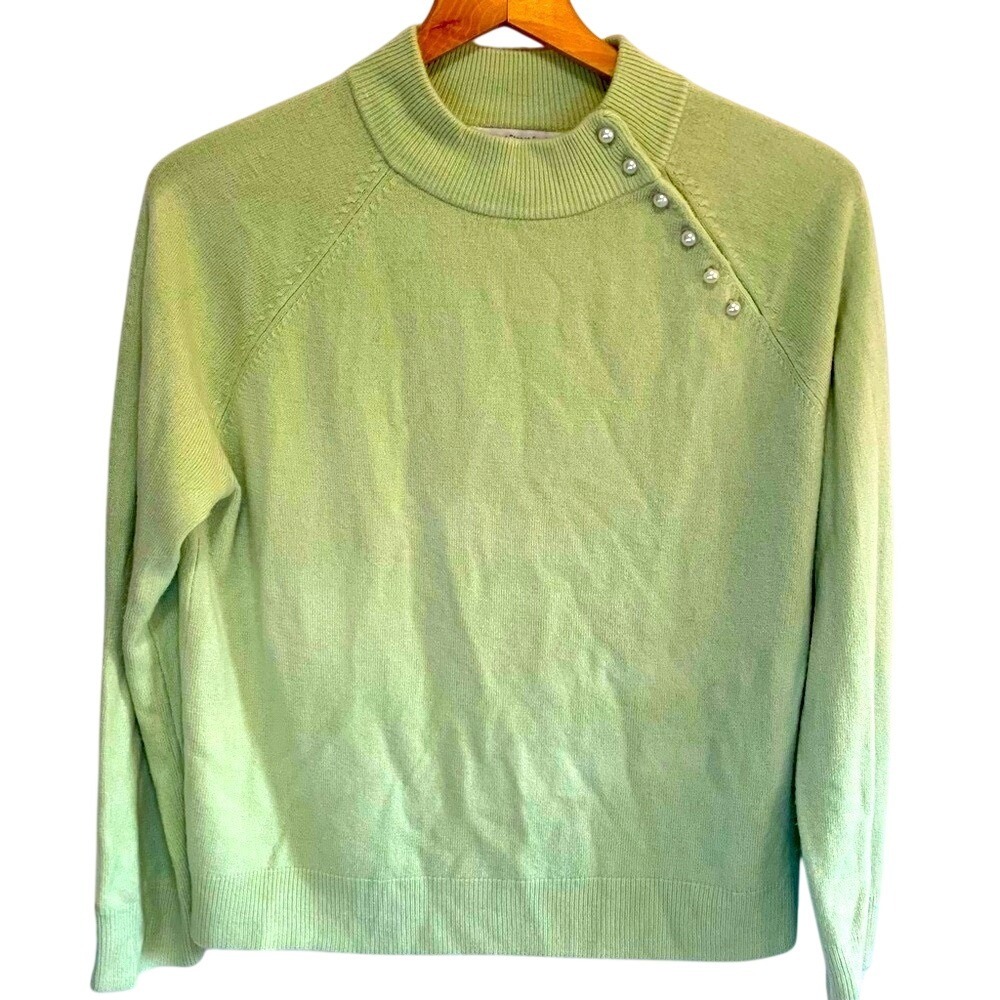 Vintage 50s Inspired Women's Green Long Sleeve Sweater Petite Large Casual Soft